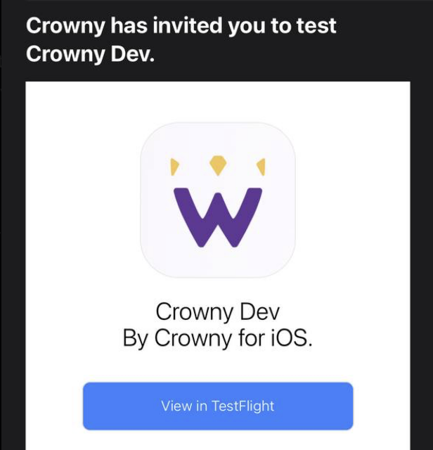 Crowny has invited you to test Crowny Dev