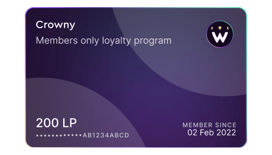 Crowny loyaliteitsprogramma loyaliteitskaart uit het archief