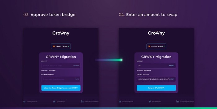 crwny migration token bridge step 3 4